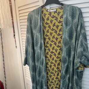 Zara Olive and Mustard Patterned Kimono
